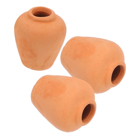 BEADCEST Small Ceramic Flower Pots Light Brown Breathable Material for Succulents 3Pcs