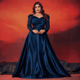thumbnail image 4 of AURA Plus Size Sequin V Neck Evening Gown Long Sleeve Elegant A Line Formal Cocktail Party Maxi Dress, 4 of 7