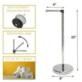 thumbnail image 4 of Sleek Chrome Toilet Paper Holder with Folding Arm and Reserve Compact Freestanding Metal Holder, 4 of 6
