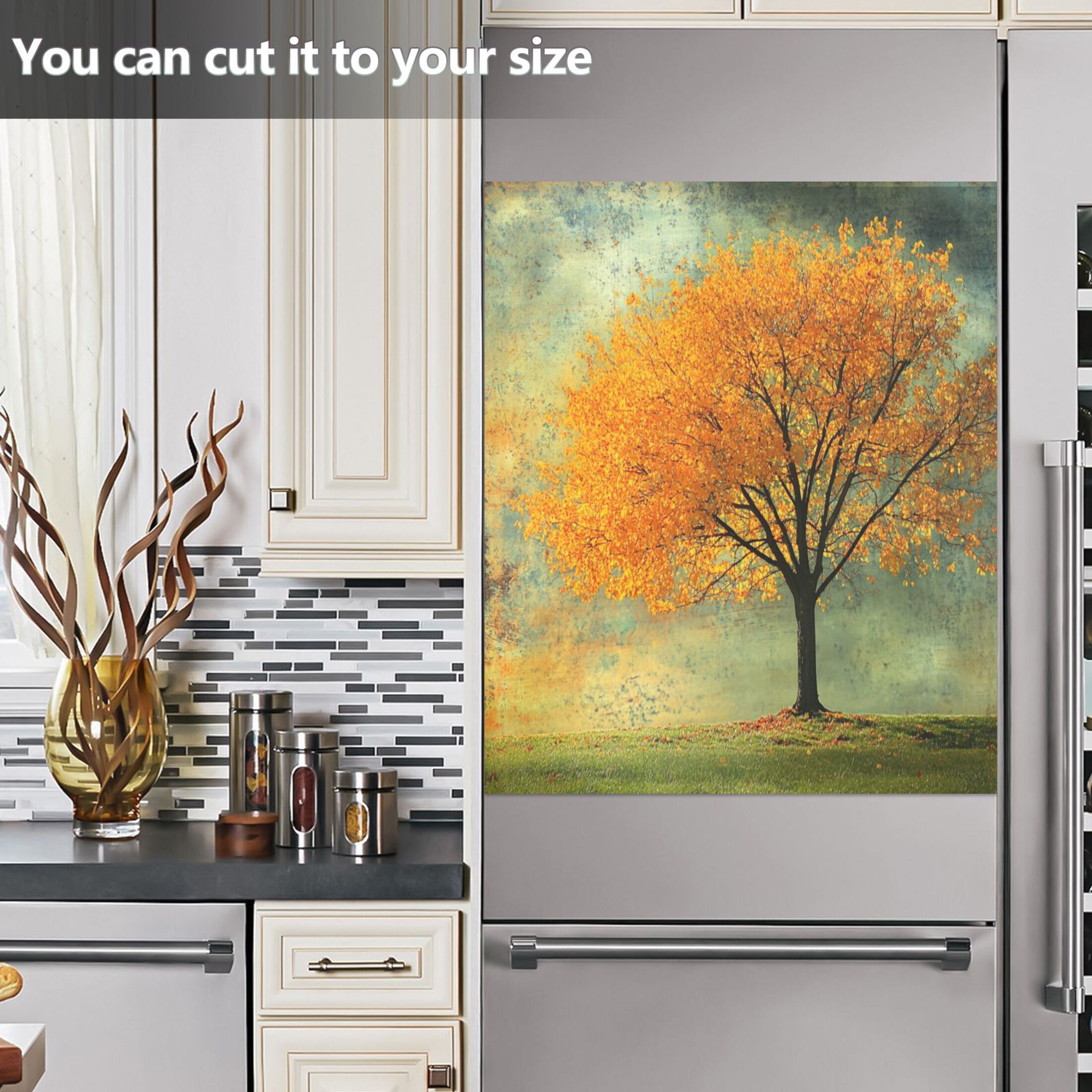 Dishwasher Magnetic Sticker 23x26 Inch Refrigerator Magnetic Sticker Washing Machine Magnetic Sticker Kitchen Panel Magnetic Sticker Home Decor Beautiful Yellow Leaf Tree