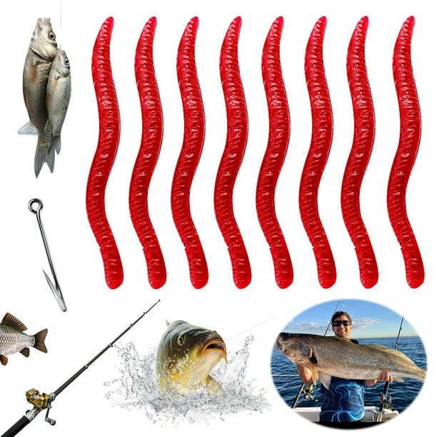 Gusano Blando Lombriz Tierra Cebo Blando Falso Lombriz Tierra Cebo para Peces Mar Cebo Pesca Gusano Rojo (rojo Brillante 50/paquete)