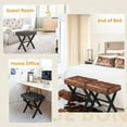 thumbnail image 6 of Vanity Stool - Square Faux Leather Makeup Seat With Metal X Legs, Small Ottoman Chair for Makeup Room, Living Room - Modern Padded Foot Rest, Black, 6 of 17