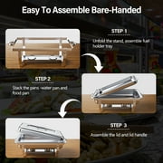Chafing Dish Buffet Set 4 Pack Full Size, Jacgood 8QT Stainless Steel Chafing Dishes for Buffet, Chafers and Buffet Warmers Sets for Parties, Events, Wedding, Camping, Dinner