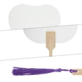 thumbnail image 3 of Unique Bargains Folding Fan 1 Pcs White Long Handle Round Xuan Paper Palm-Leaf, 3 of 5