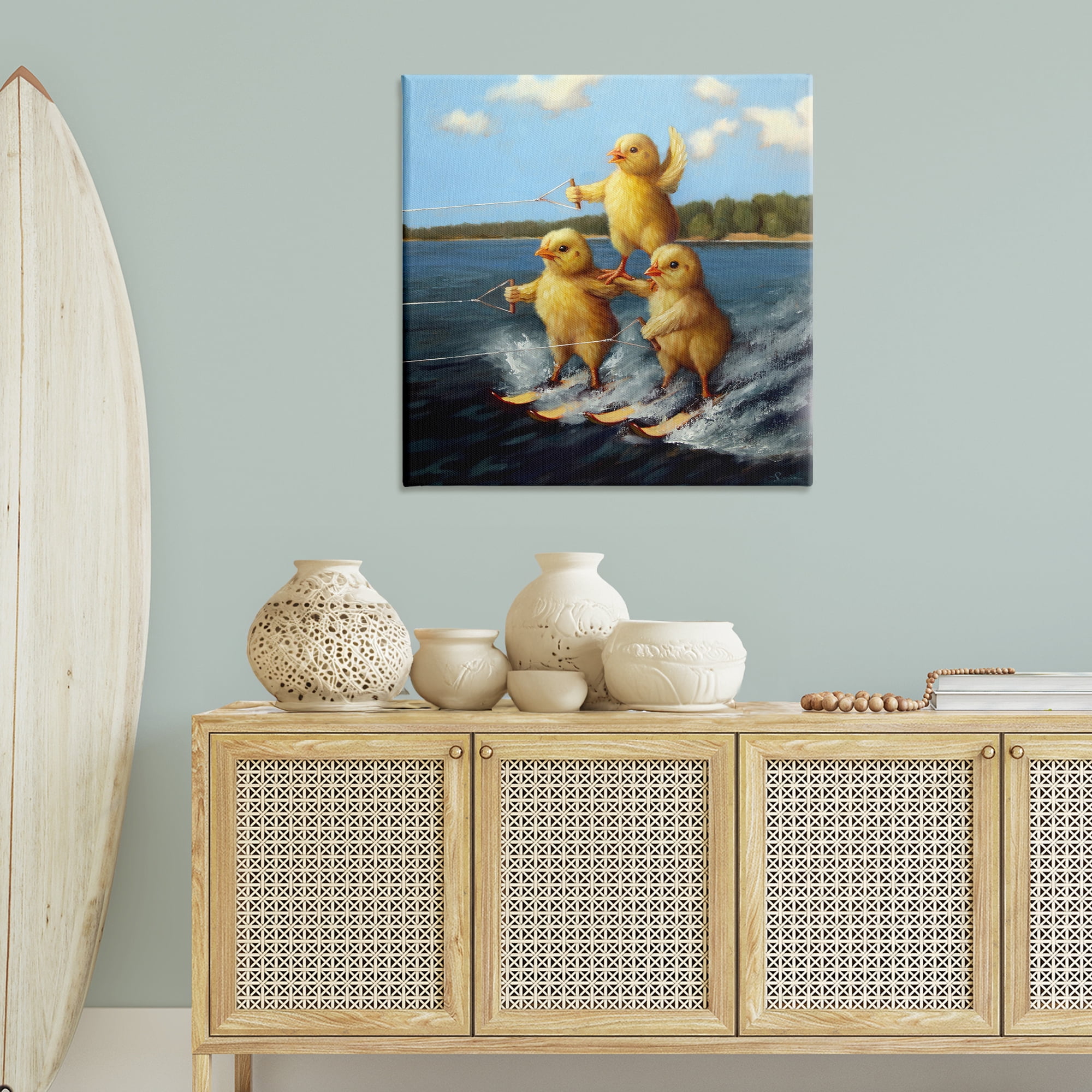 Stupell Industries Water Skiing Chicks Coastal Painting Gallery Wrapped Canvas Art Print Wall Art, 36 x 36
