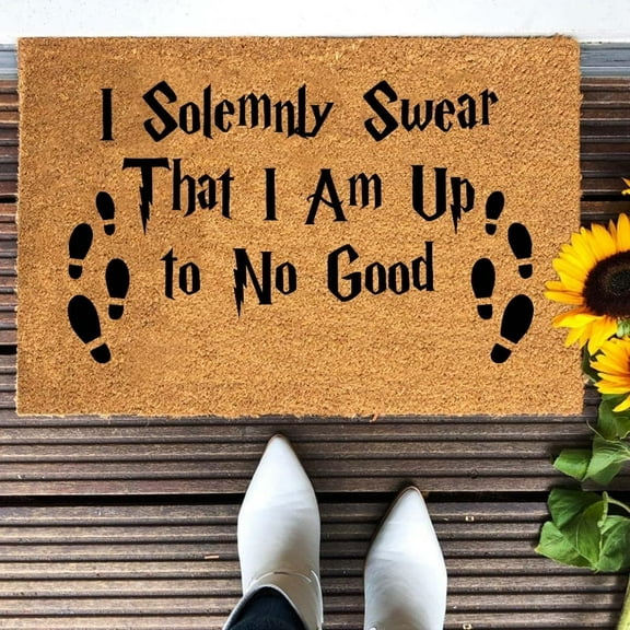Indoor mat-I Solemnly Swear That I Am Up to No Good -Winter Washable Holiday Indoor mat Bathroom Rugs,Non Slip Absorbent Mud Trapper Mats,Funny Welcome Mat for Front Door 16 24in.