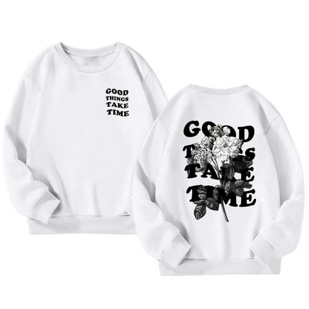 Men Gifts For Birthday Hoodies Y2k Women White Fall Round Neck Letter Print No Hat Toddler Clothes Girls Fleece Jacket 120 Hoodie