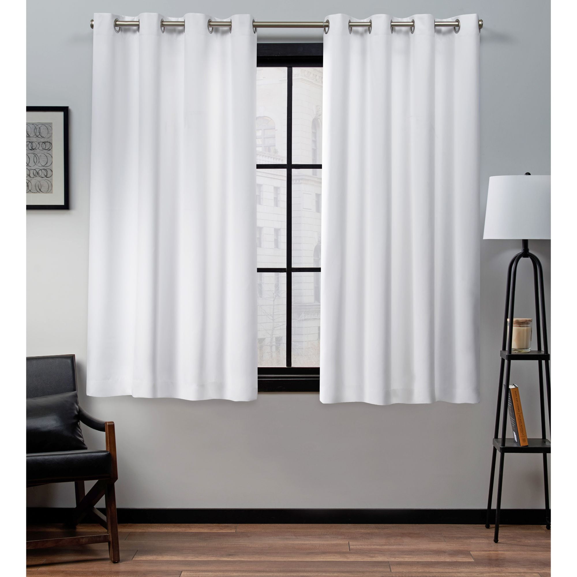 Single Gulfport Faux Linen Blackout Weave Grommet Window Curtain Panel 52x96" 