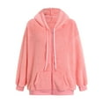 thumbnail image 4 of adviicd Womens Fleece Jacket Fall Winter Full Zip Sherpa Coat with Hood Winter Outfits (Pink, 3XL), 4 of 5