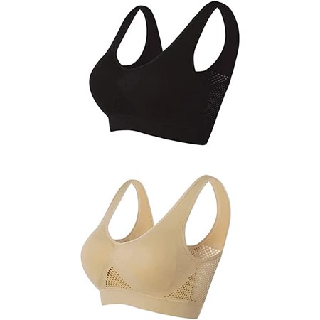 

2PCS Breathable Cool Lift Up Air Bra for Women Plus Size，Sport Yoga Wirefree Bra，Seamless Sports Bra