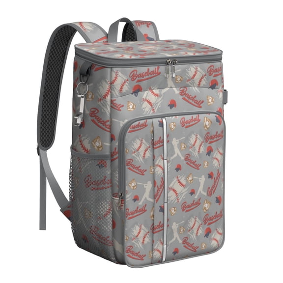 Travel Cooler Bag - Baseball Silhouette Pattern Camping Beer Cooler Backpack with Bottle Opener- Waterproof Insulated Picnic Backpacks - Cooler Bag for Beach