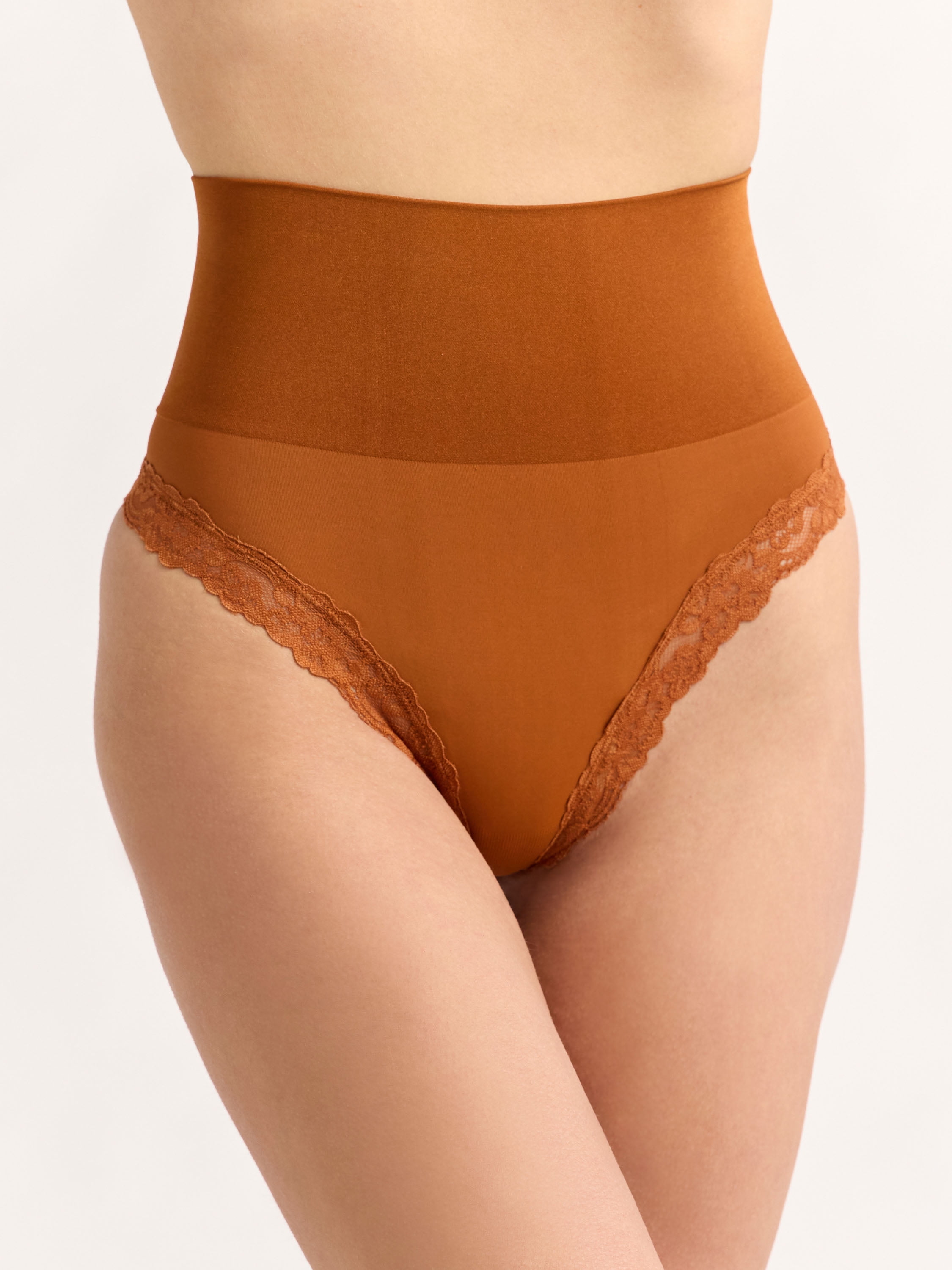 Joyspun Women's Shapewear Everyday Smoothing Thong with Lace, 2-Pack, Sizes S-XXXL