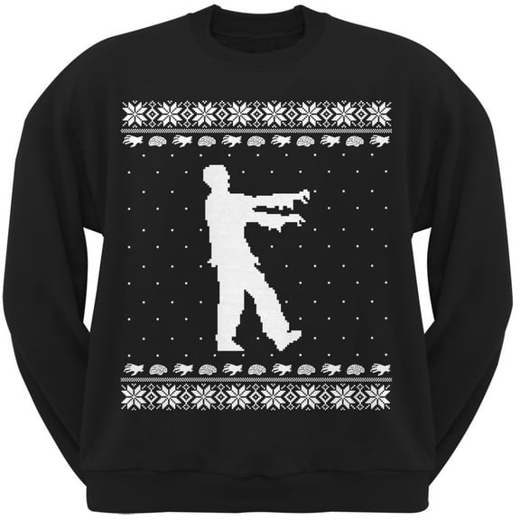 Big Zombie Ugly Christmas Sweater Black Crew Neck Sweatshirt - Small