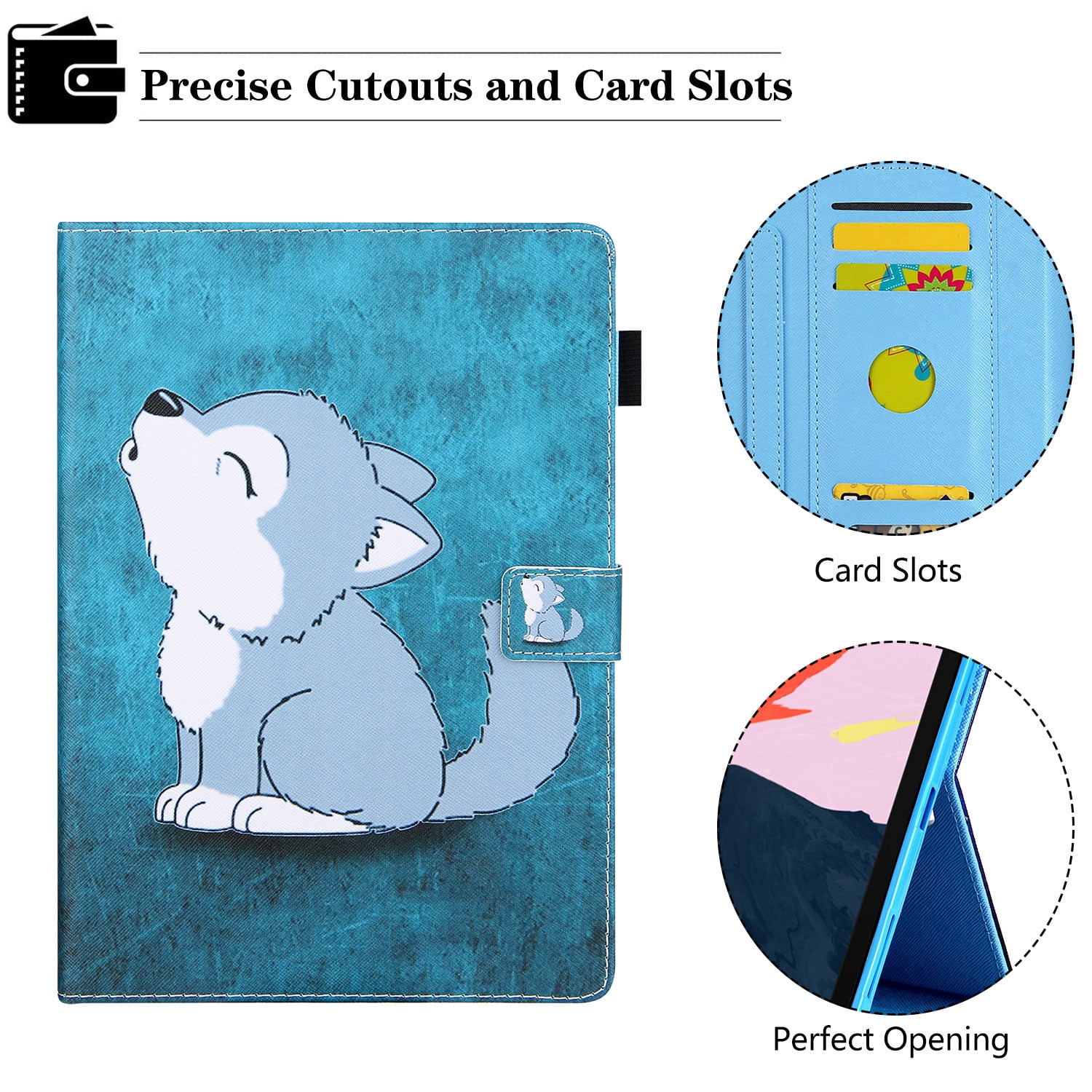 iPad Air 4th Gen Case 10.9", iPad Pro 11 Case 2021/2020/2018, Allytech PU Leather Slim Auto Sleep Wake Shockproof Kickstand Pencil Holder Case Cover for Apple iPad Air 4, iPad Pro 11,Wolf
