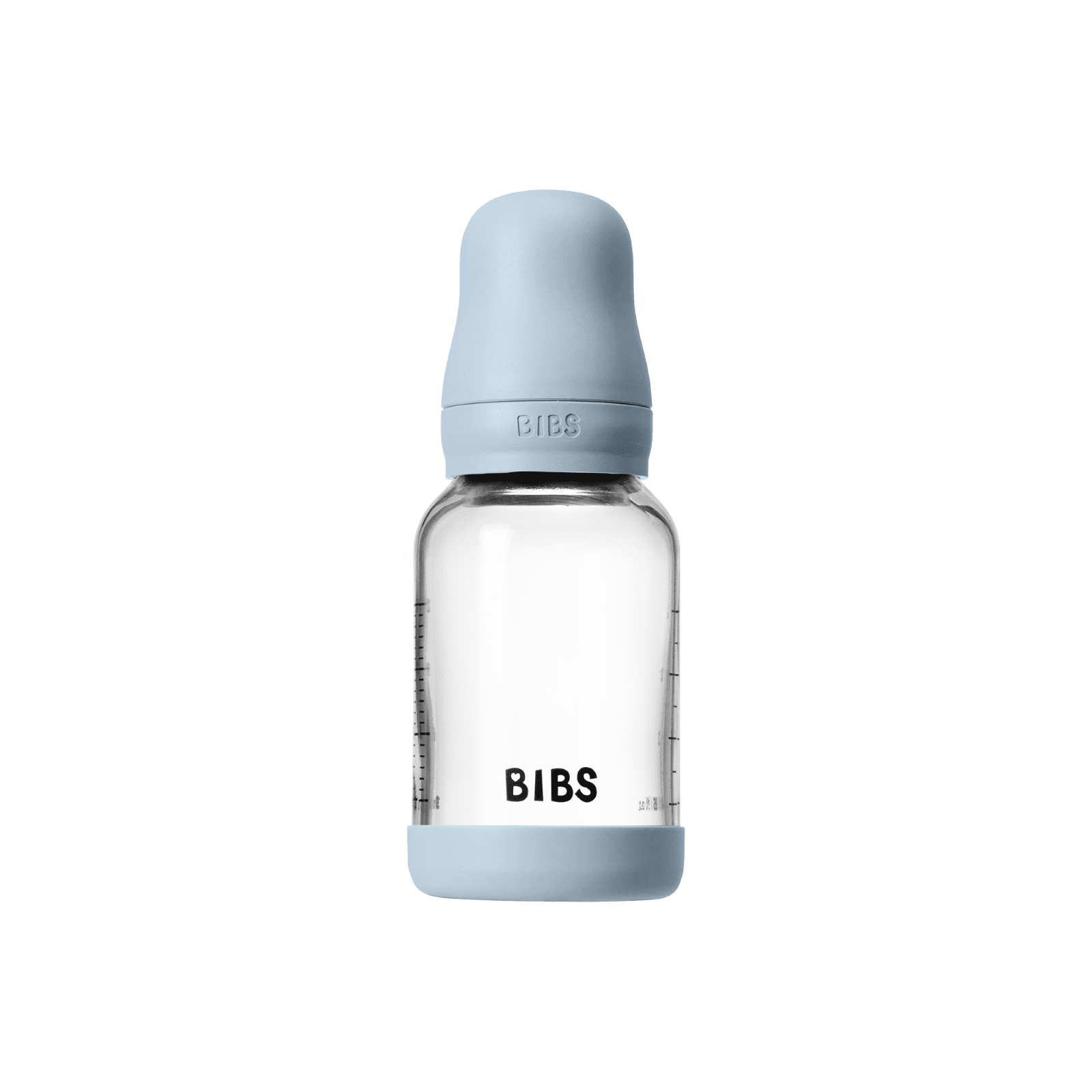 BIBS Glass Baby Bottle with Slow Flow Latex Nipple, 4 oz, Baby Blue, 1 Each