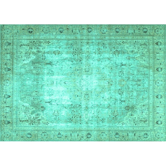 Ahgly Company Indoor Rectangle Persian Turquoise Blue Traditional Area Rugs, 7' x 10'