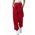 thumbnail image 3 of Women'S High Waisted Sweatpants Workout Active Joggers Pants Baggy Lounge Bottoms Red L, 3 of 8