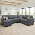thumbnail image 7 of HONBAY 106.2" Modular Sectional Sofa Bed with Pull-Out Chaise and Storage Ottoman for Living Room, Bluish Grey, 7 of 7