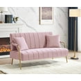 thumbnail image 2 of Pink Velvet Sofa Couch, Modern Home 2 Seat Sofa, Comfort Upholstered Loveseat with 2 Pillows, for Living Room, Bedroom, Office, L0163, 2 of 10