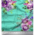 thumbnail image 1 of Soimoi Silk Fabric Triangle,Leaves & Rose Flower Print Fabric by the Yard 42 Inch Wide, 1 of 1