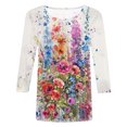 thumbnail image 5 of Towmus 3/4 Length Sleeve Womens Tops Cotton Floral Print Dressy Blouses Crew Neck Casual Tunic Tops Summer Shirts, 5 of 5