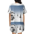 thumbnail image 3 of Lsque Snowman And Christmas Tree Women's Short-Sleeved Pajama Set - 2 Piece Soft and Lightweight Sleepwear Set-Small, 3 of 9