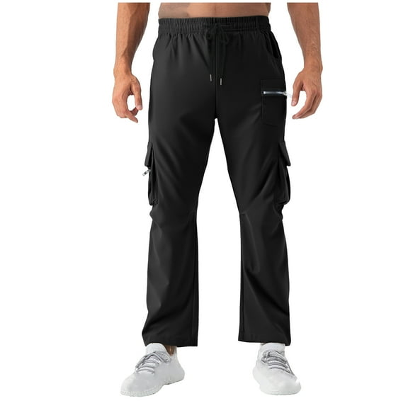 Casual Cargo Pants for Men Fashion Drawstring Workout Joggers Pants with Multi Pockets
