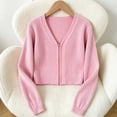 thumbnail image 6 of TGSLY Ribbed Knit Cropped Cardigan for Girls Soft V Neck Zip Up Long Sleeve Sweater Causal Solid Color Fall Winter Outerwear with Thumbholes 13-14 Years, 6 of 8