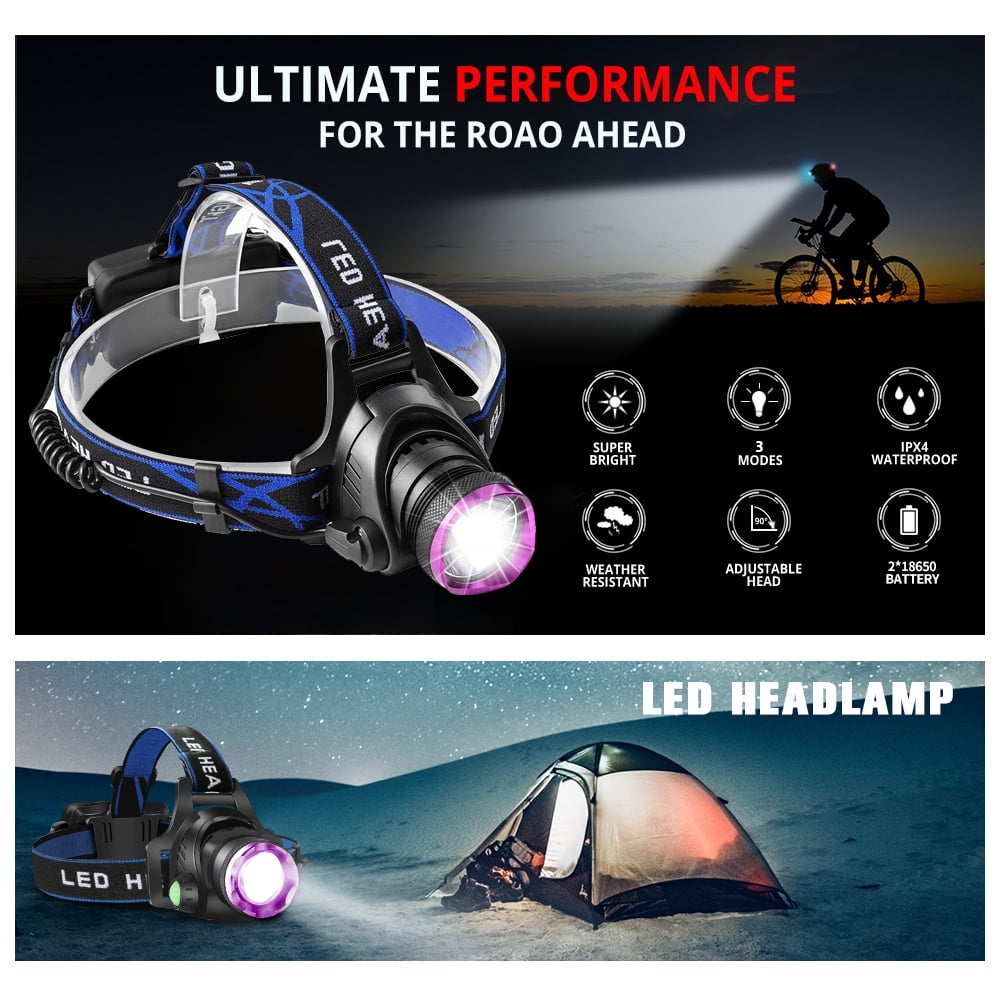 Headlamp,Rechargeable Led Headlamp Headlight Flashlight 3 Modes with  Adjustable Thick Head Strap for Camping Hiking Fishing BBQ Repairing Night 