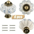 thumbnail image 2 of EP Ivory & Blue Pumpkin Knobs 6 Pack Ceramic Cabinet Knobs Vintage Drawer Pulls - Antique Dresser Pulls with Screws - Blue Flower, 2 of 13