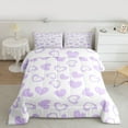 thumbnail image 2 of Feelyou Princess Love Heart Queen Comforter Set, Dreamy Purple Cartoon Bedding Sets, Teens Kids Boys Girls Reversible Bedding Comforter Set, Luxury Bedroom Decor, 3pcs, 2 of 8