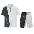 thumbnail image 5 of Fimkaul Mens Summer 2 Piece Outfits Short Sets 3D Suit Shorts Beach Tropical HawaiianSS Body Sports Shorts Suit Sports Suit Short Sleeve Tracksuits White 4XL, 5 of 7