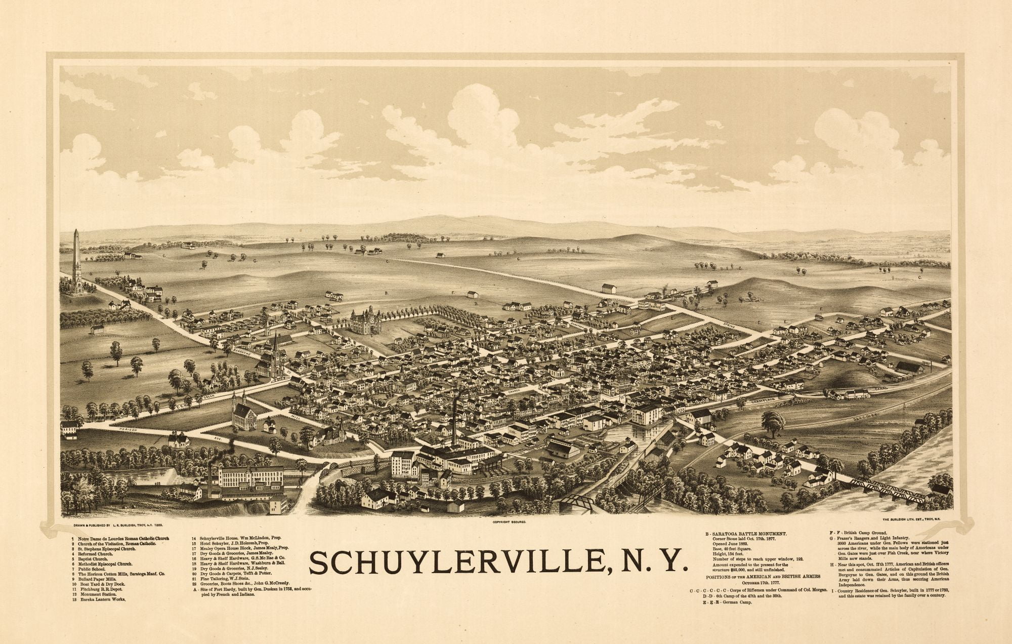 Schuylerville New York Burleigh 1889 31.16 x 23