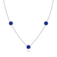 thumbnail image 2 of ANGARA Lab Grown 3 Ct Bezel-Set Blue Sapphire Chain Necklace for Women in 14K White Gold (Size-6mm) | September Birthstone, Anniversary, Jewelry Gift for Women | Lab-Grown Blue Sapphire Necklace, 2 of 9