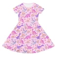 thumbnail image 2 of Girls Dresses Summer Short Sleeve Crewneck Cute Cartoon Animal Print Casual Dress for Girls Size 9-10Y, 2 of 5