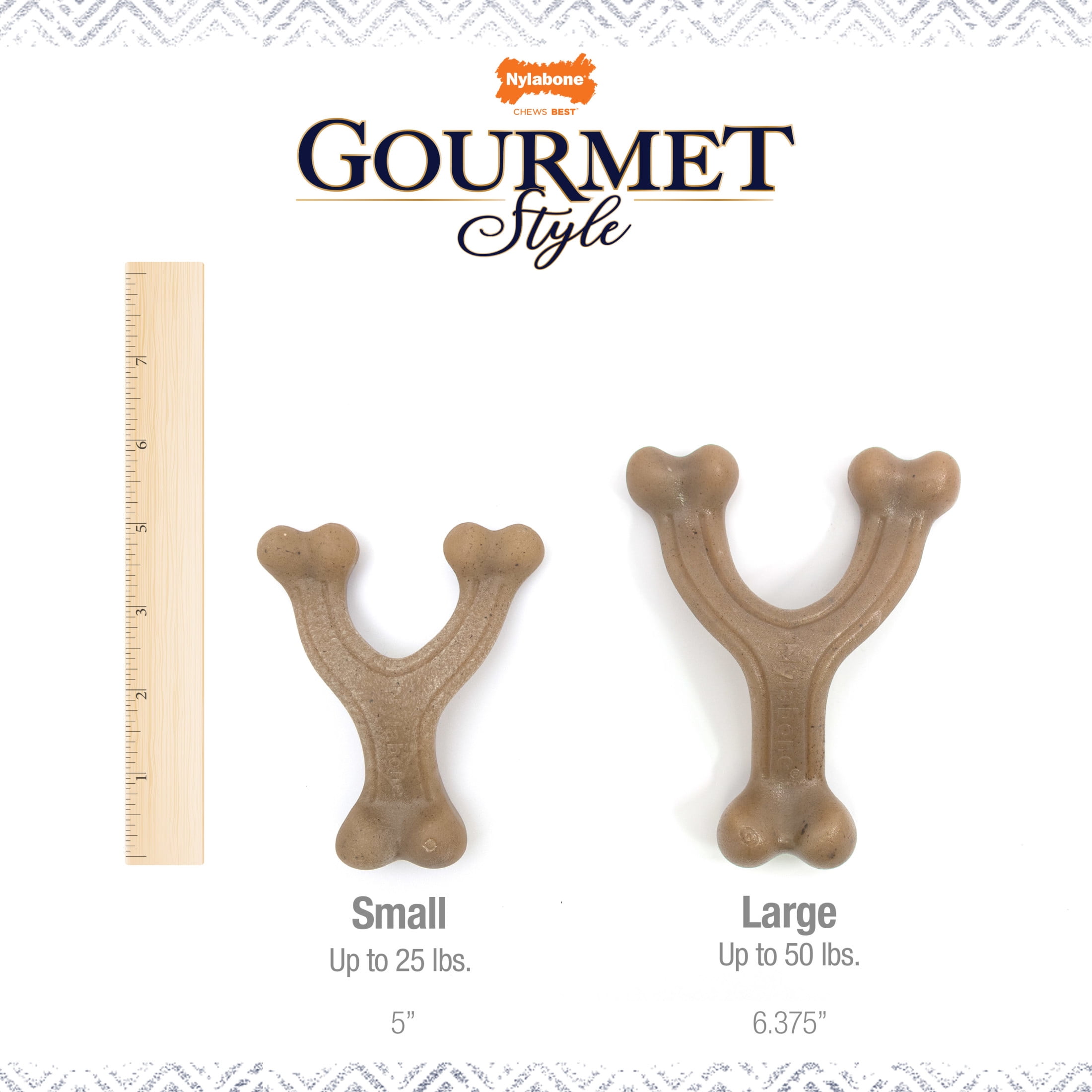 Nylabone Gourmet Style Nylon Strong Wishbone Dog Chew Toy Peanut Butter Large Giant up to 50 lbs. Walmart
