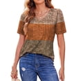thumbnail image 3 of Fantaslook Blouses for Women Dressy Casual V Neck Pleated Tunic Tops Summer Short Sleeve Boho Shirts, 3 of 7