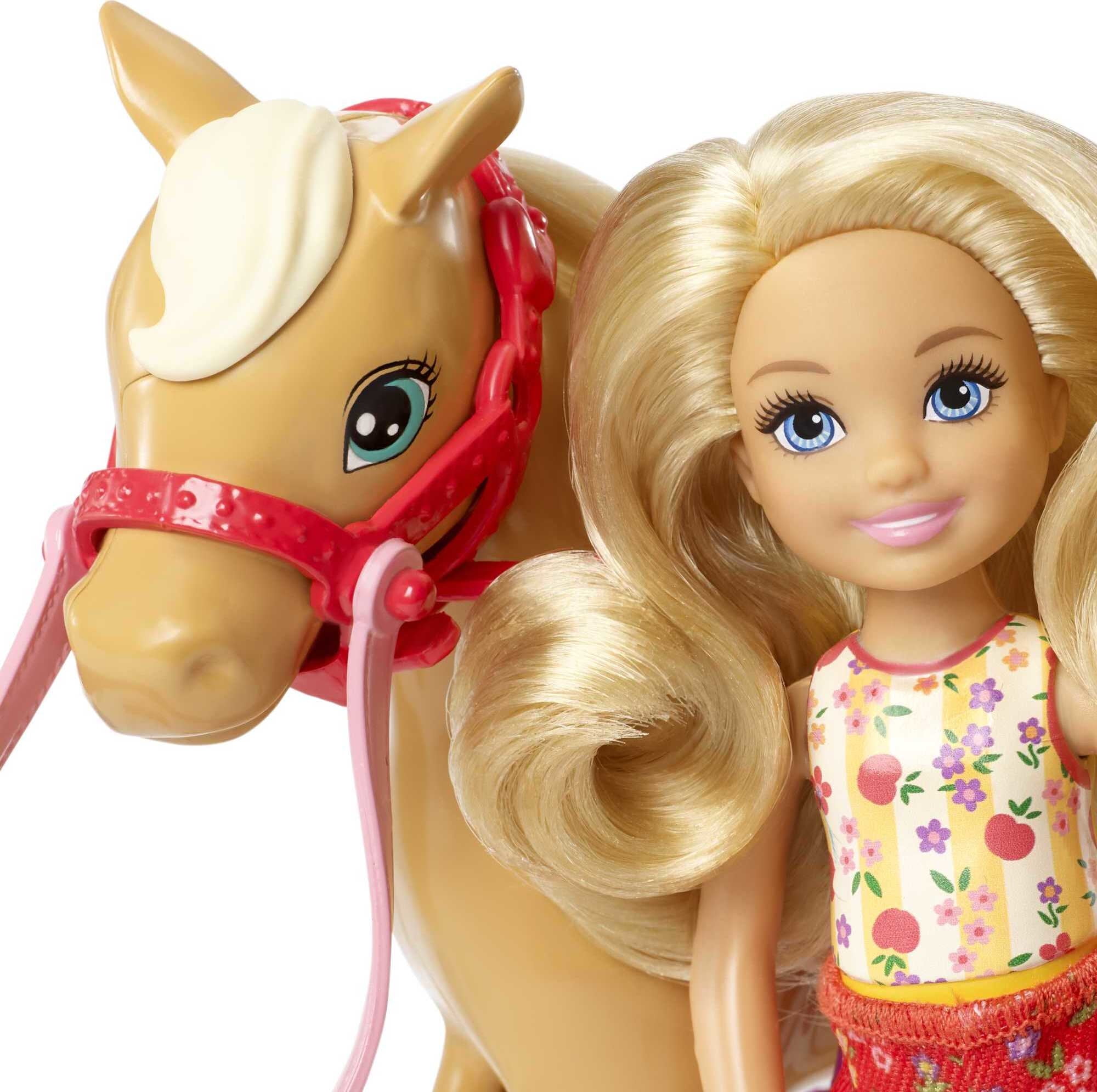 Analytiker Opbevares i køleskab Fancy kjole Barbie Club Chelsea Doll & Horse, Sweet Orchard Farm Blonde Small Doll,  Brown Horse & Accessories - Walmart.com