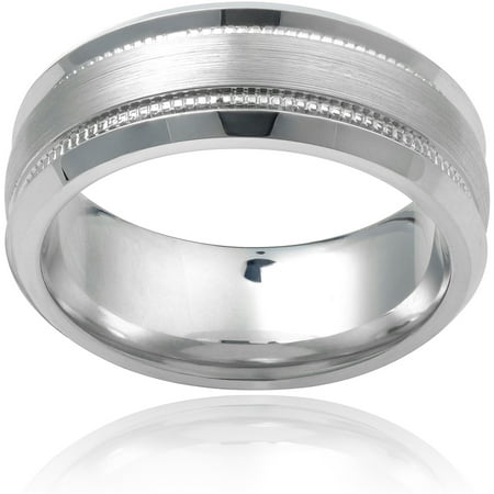 Daxx Men's Brushed Center Beveled Edge Cobalt Fashion Ring