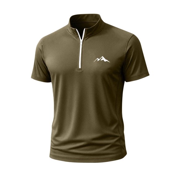 Collared Neck Spandex T Shirts for Mens Fall Summer Short Sleeve Sport Athletic Running Quick Dry Basic Tee Shirt Tops Mens Zip Up 2026 Clothing Y2K