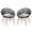 Dark Gray, variant on Papasan Dining Chair Set of 2, Outdoor Wicker Chairs with Cushion, Modern Iron Frame with Teak Finish & Dark Gray Faux Rattan, Water-Resistant Gray Cushion