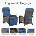 thumbnail image 5 of PARKWELL Outdoor Patio Recliner Chair,Adjustable Rattan Reclining Lounge Chair with Cushion, Navy, 5 of 9