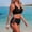 *Black, variant on Women's High Waist Crisscross Bikini Set, V Neck Wrap Top with Side Lace-Up Bottom, 2-Piece Swimsuit for Beach and Pool Army Green,Women's Plus M