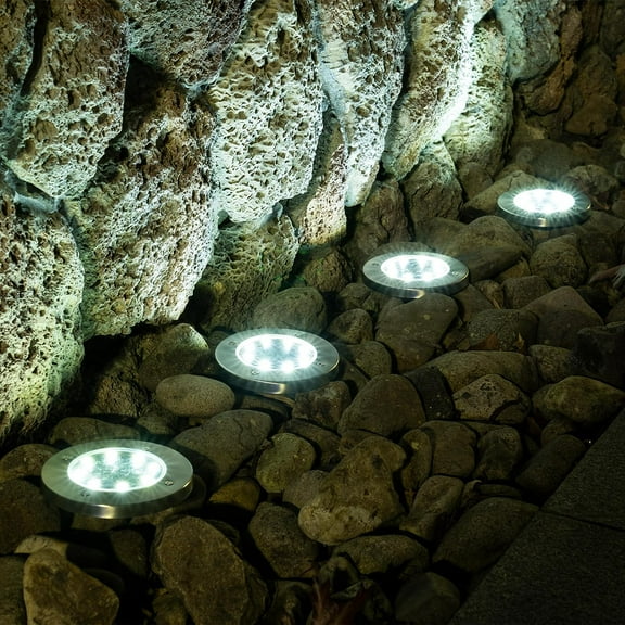 Solar Lights Outdoor, 12 Pack Solar Lights for Outside, 8 LED Waterproof Landscape Lighting, Solar Powered In-Ground Lights for Garden Yard Lawn Patio Pathway Driveway Walkway (White)