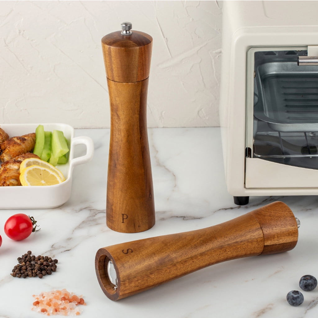 Wood Salt And Pepper Grinder Set Manual Pepper Grinder Mill with Spoon Grinder for BBQ