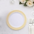 Efavormart 10 Pack White Plastic Dessert Appetizer Plates With Beige Gold Spiral Rim, 7" Round ...