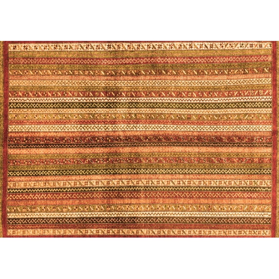 Ahgly Company Indoor Rectangle Abstract Orange Modern Area Rugs, 3' x 5'