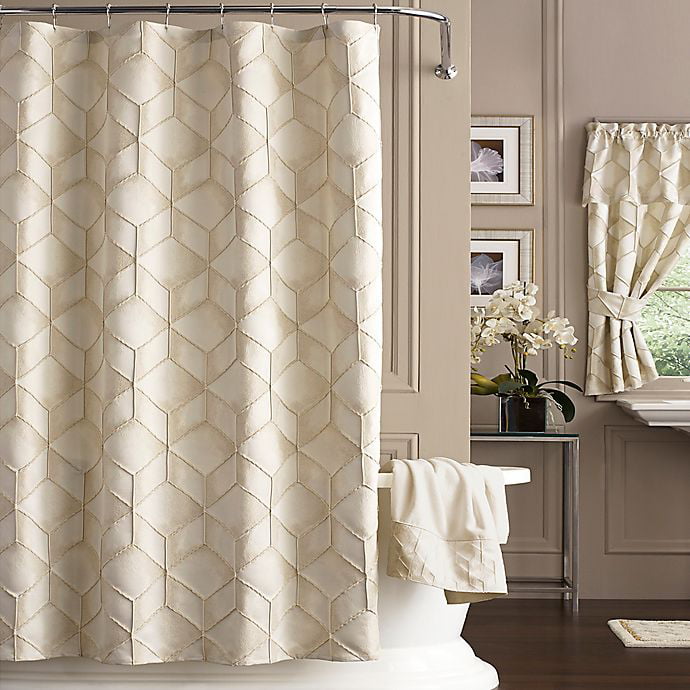 Horizons Shower Curtain In Ivory, Ruffle Shower Curtain Bed Bath And Beyond