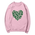 thumbnail image 7 of Guzom Pink Lucky Shamrock Heart Sweatshirt - Womens St. Patrick's Day Festive Crew Neck Long Sleeve Relaxed Fit Casual Top,Size L, 7 of 7