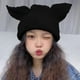 thumbnail image 4 of Gorros para mujer, gorros de invierno para mujer, gorros con orejas de gato, gorros bonitos, gorros de lana tejidos, gorros holgados y cálidos, 4 of 5